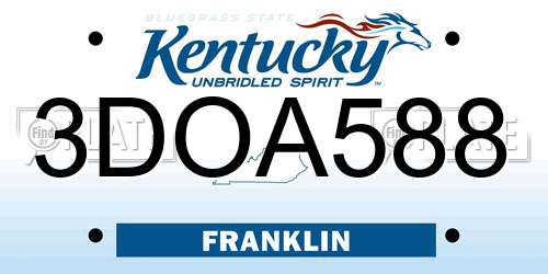 3DOA588 Kentucky License Plate
