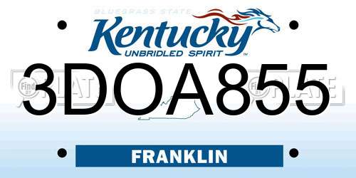 3DOA855 Kentucky License Plate