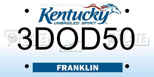 3DOD50 Kentucky License Plate