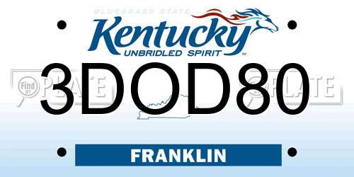 3DOD80 Kentucky License Plate