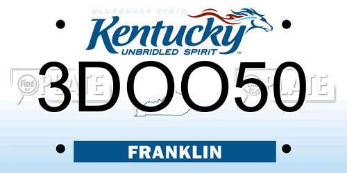 3DOO50 Kentucky License Plate