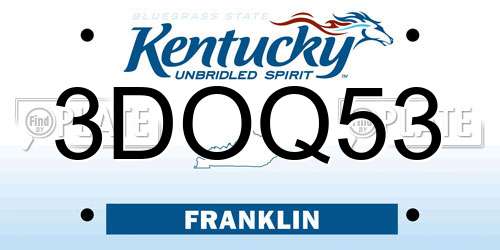 3DOQ53 Kentucky License Plate