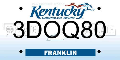 3DOQ80 Kentucky License Plate