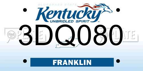 3DQ080 Kentucky License Plate