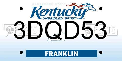 3DQD53 Kentucky License Plate