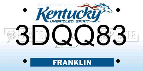 3DQQ83 Kentucky License Plate
