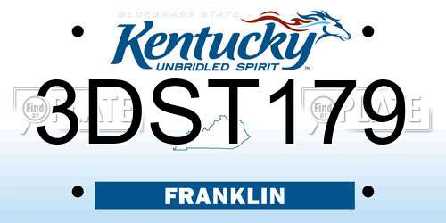 3DST179 Kentucky License Plate