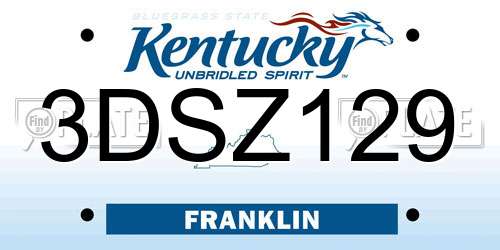 3DSZ129 Kentucky License Plate