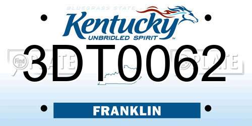 3DT0062 Kentucky License Plate