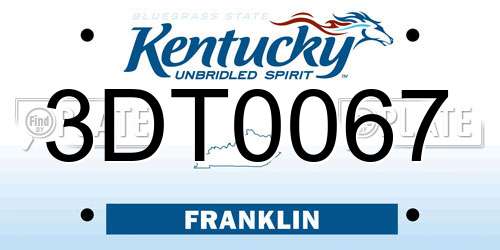 3DT0067 Kentucky License Plate