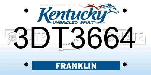3DT3664 Kentucky License Plate
