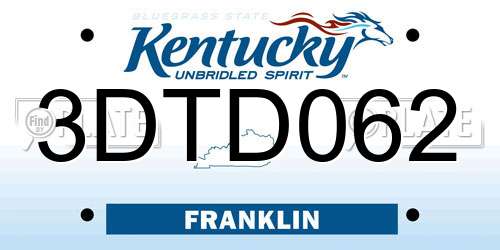3DTD062 Kentucky License Plate
