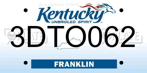 3DTO062 Kentucky License Plate