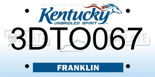 3DTO067 Kentucky License Plate