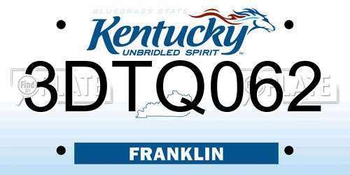 3DTQ062 Kentucky License Plate