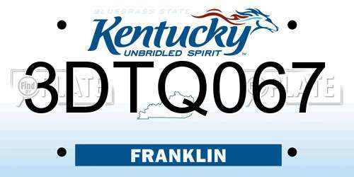 3DTQ067 Kentucky License Plate