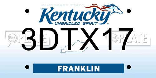 3DTX17 Kentucky License Plate