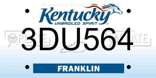 3DU564 Kentucky License Plate