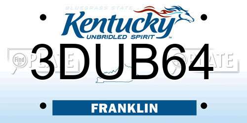 3DUB64 Kentucky License Plate