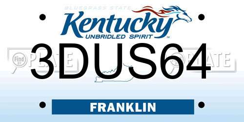 3DUS64 Kentucky License Plate