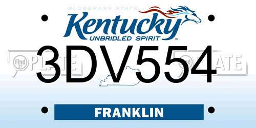 3DV554 Kentucky License Plate