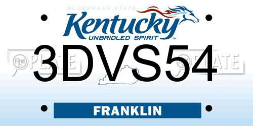 3DVS54 Kentucky License Plate