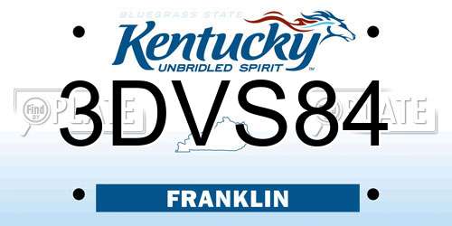 3DVS84 Kentucky License Plate