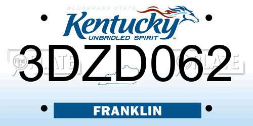 3DZD062 Kentucky License Plate