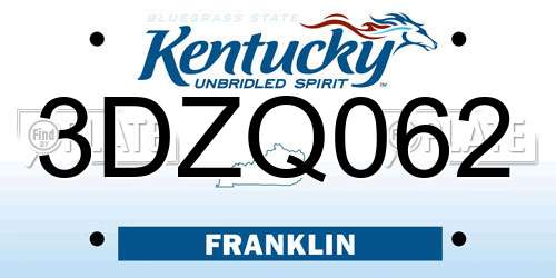 3DZQ062 Kentucky License Plate