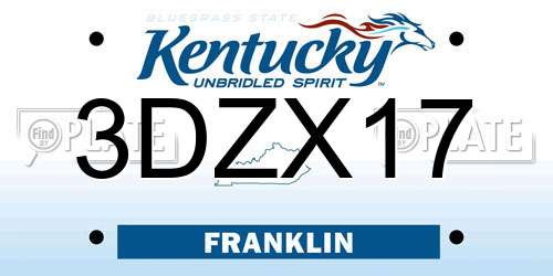 3DZX17 Kentucky License Plate