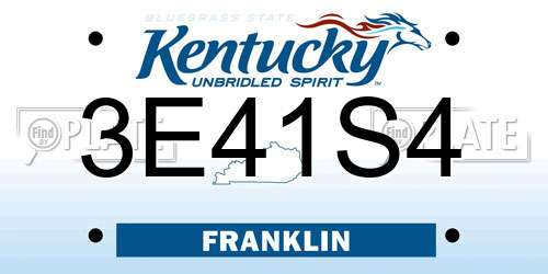 3E41S4 Kentucky License Plate