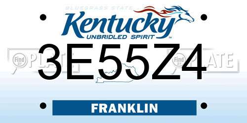 3E55Z4 Kentucky License Plate