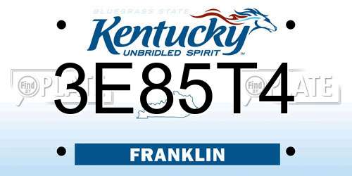 3E85T4 Kentucky License Plate