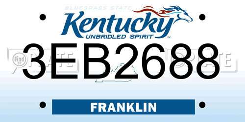 3EB2688 Kentucky License Plate