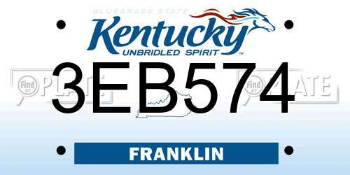 3EB574 Kentucky License Plate