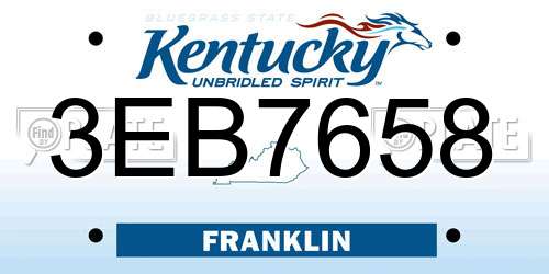 3EB7658 Kentucky License Plate