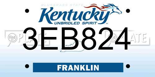 3EB824 Kentucky License Plate