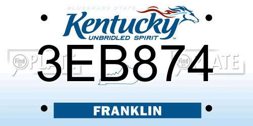 3EB874 Kentucky License Plate