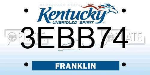 3EBB74 Kentucky License Plate