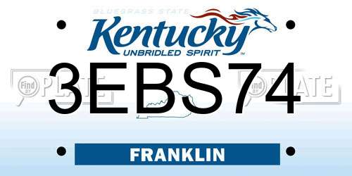 3EBS74 Kentucky License Plate