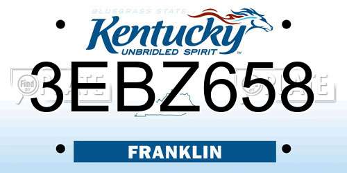 3EBZ658 Kentucky License Plate