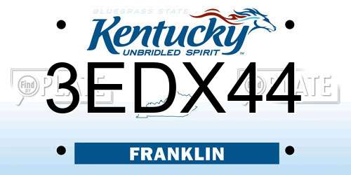 3EDX44 Kentucky License Plate