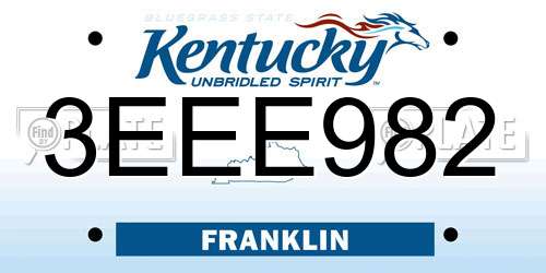 3EEE982 Kentucky License Plate