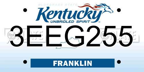 3EEG255 Kentucky License Plate