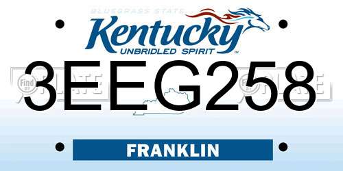 3EEG258 Kentucky License Plate