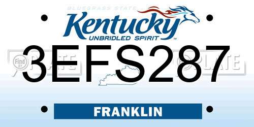3EFS287 Kentucky License Plate