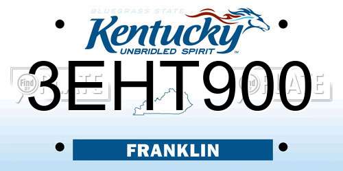 3EHT900 Kentucky License Plate