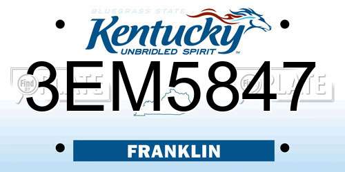 3EM5847 Kentucky License Plate