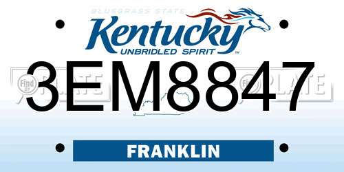 3EM8847 Kentucky License Plate