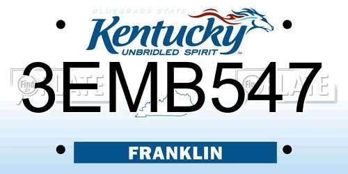 3EMB547 Kentucky License Plate